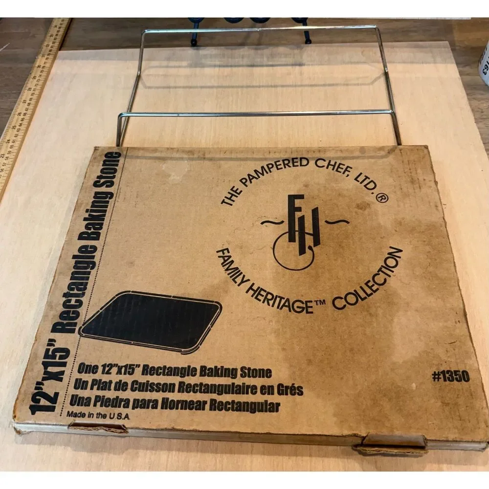 Pampered Chef Family Heritage 12x15 Rectangular Baking Stone 1350 Rack Box